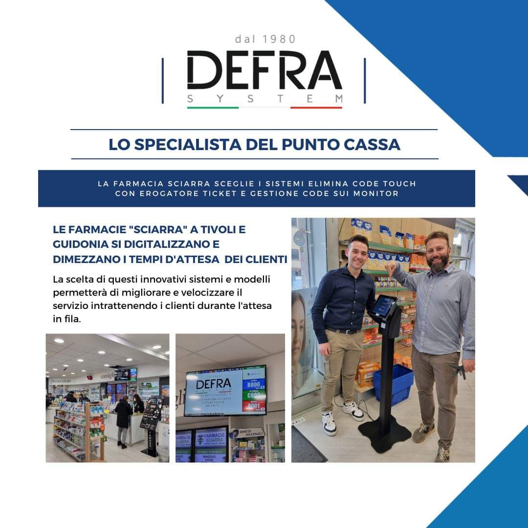 Installazione di Sistemi Elimina Code e Schermi presso le Farmacie “Sciarra”